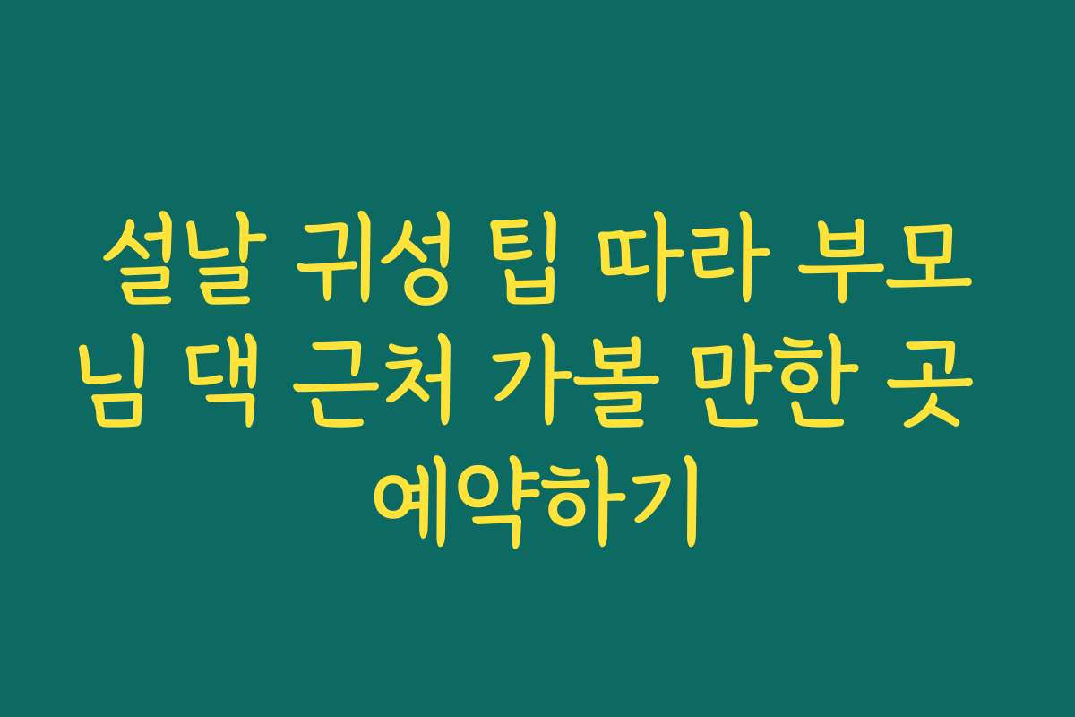 설날 귀성 팁 따라 부모님 댁 근처 가볼 만한 곳 예약하기