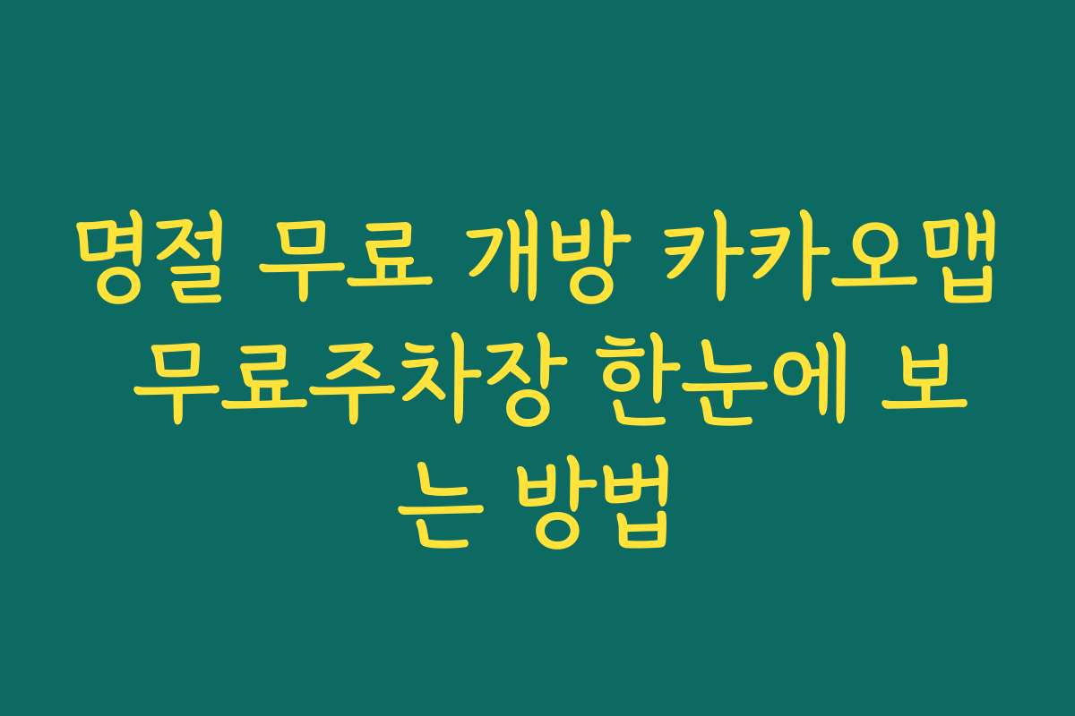 명절 무료 개방 카카오맵 무료주차장 한눈에 보는 방법