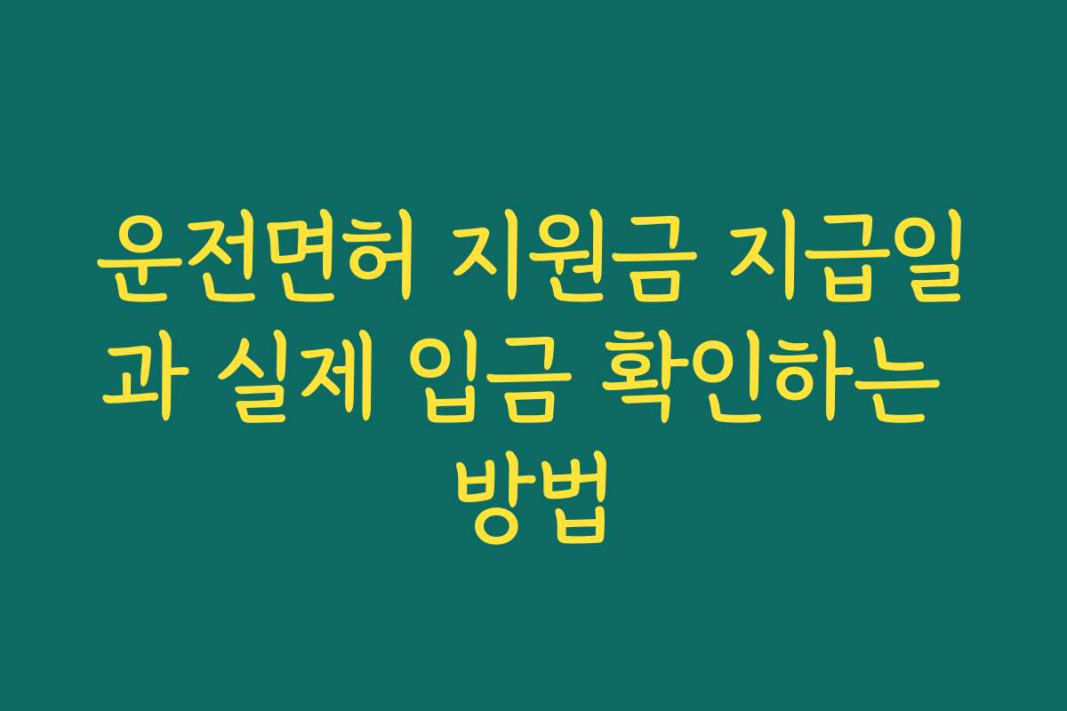 운전면허 지원금 지급일과 실제 입금 확인하는 방법