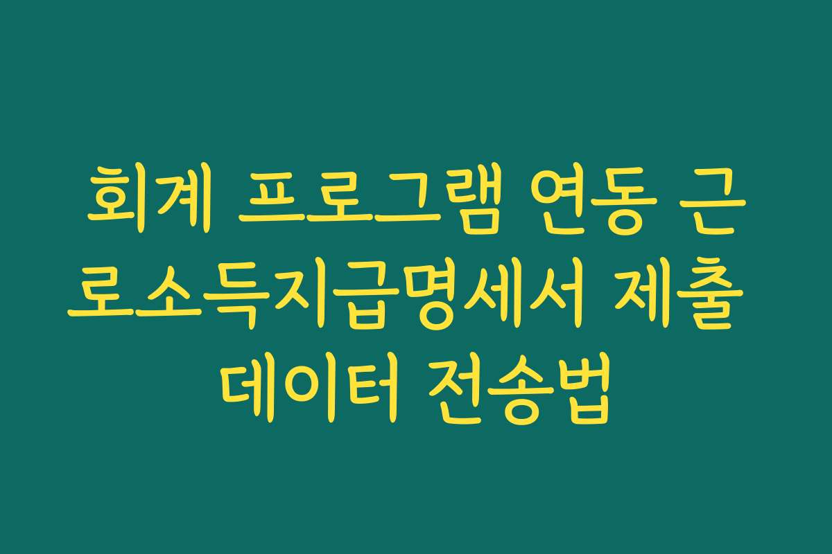 회계 프로그램 연동 근로소득지급명세서 제출 데이터 전송법