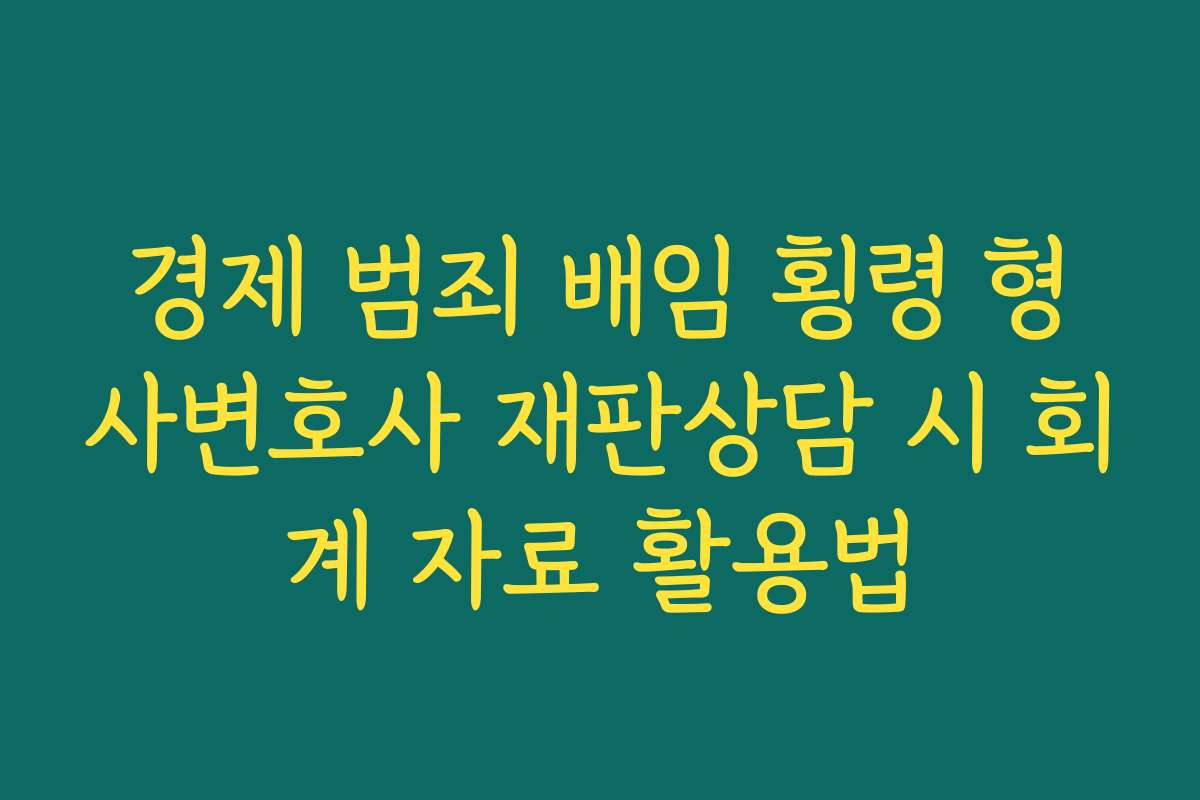 경제 범죄 배임 횡령 형사변호사 재판상담 시 회계 자료 활용법