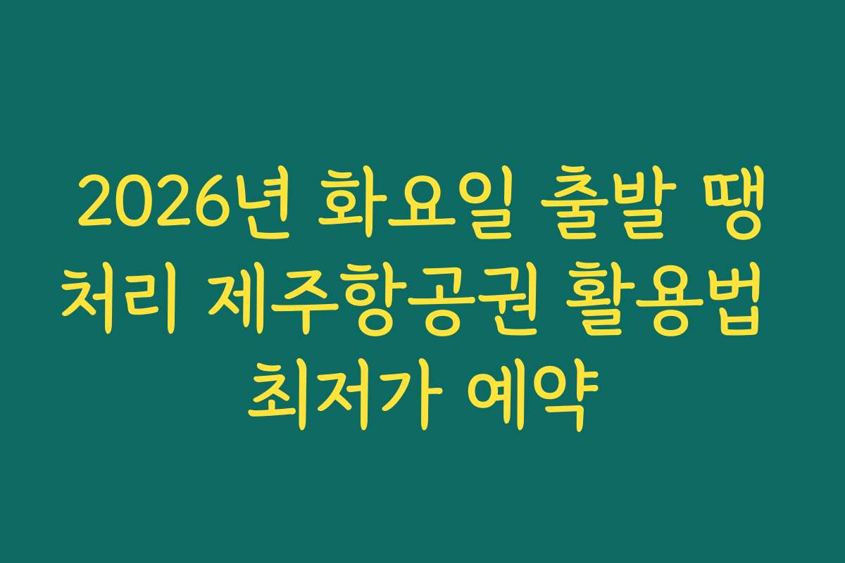 2026년 화요일 출발 땡처리 제주항공권 활용법 최저가 예약