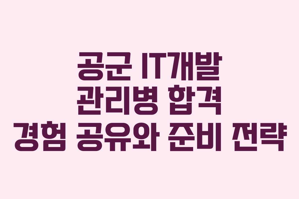 공군 IT개발 관리병 합격 경험 공유와 준비 전략