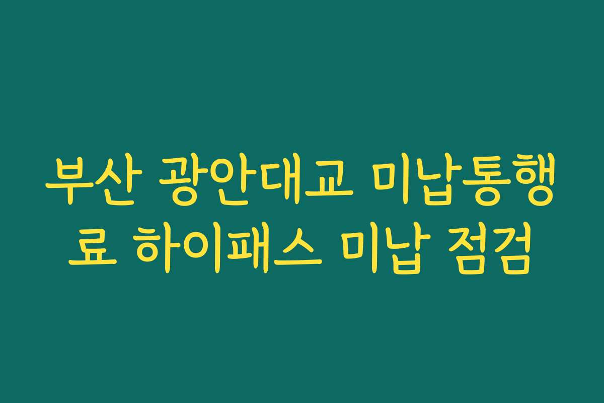 부산 광안대교 미납통행료 하이패스 미납 점검