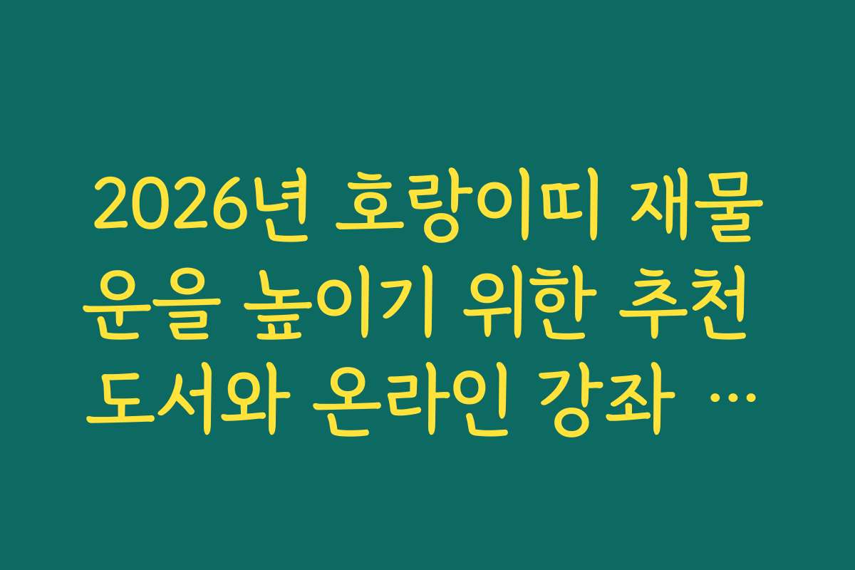 2026년 호랑이띠 재물운을 높이기 위한 추천 도서와 온라인 강좌 소개 2026년 호랑이띠 재물운을 높이기 위한 추천 도서와 온라인 강좌 소개