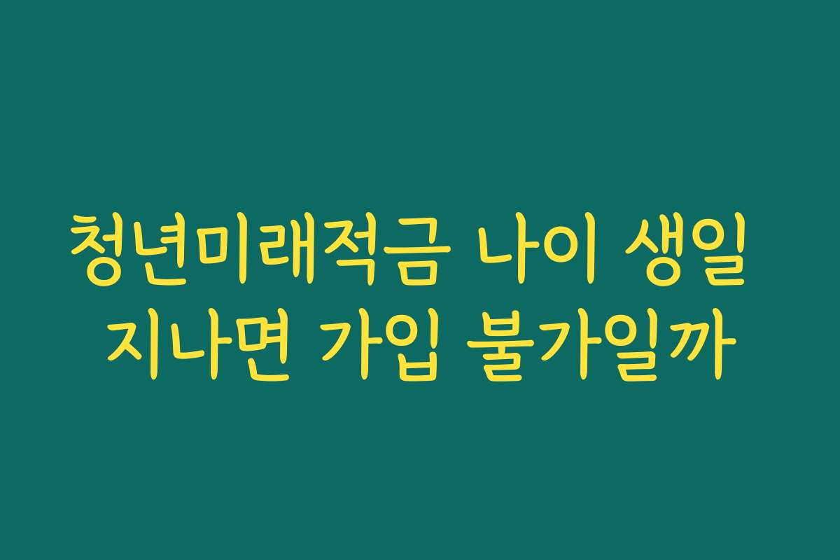 청년미래적금 나이 생일 지나면 가입 불가일까