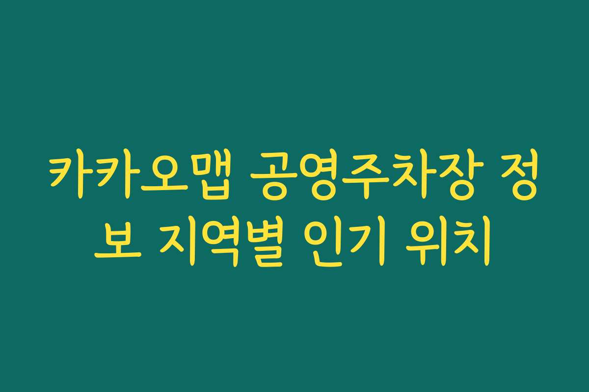 카카오맵 공영주차장 정보 지역별 인기 위치
