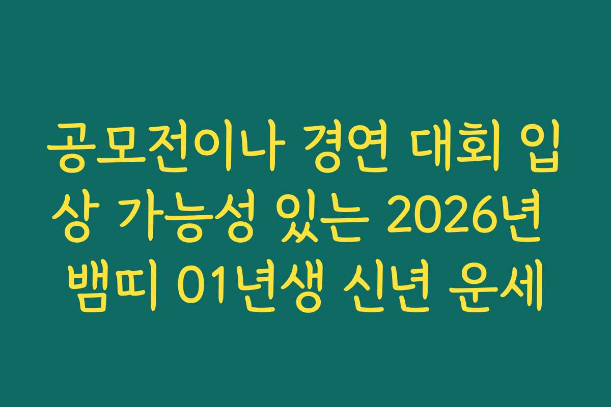 공모전이나 경연 대회 입상 가능성 있는 2026년 뱀띠 01년생 신년 운세