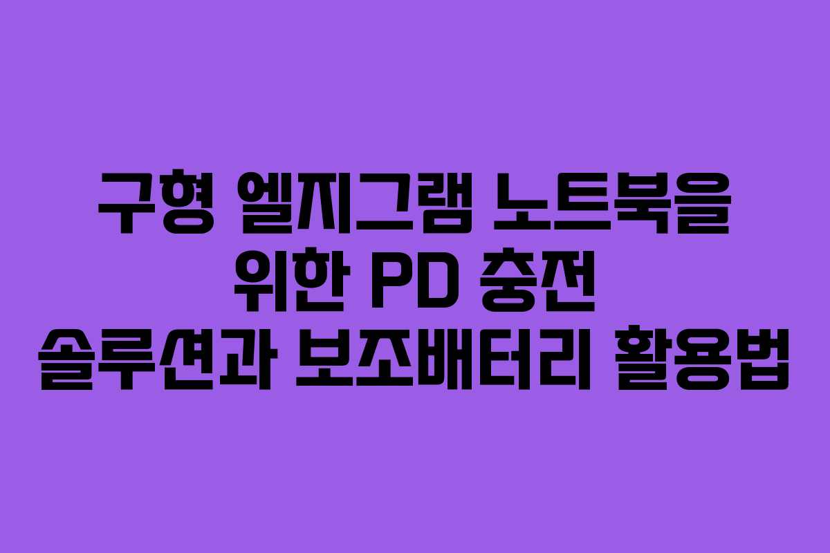 구형 엘지그램 노트북을 위한 PD 충전 솔루션과 보조배터리 활용법