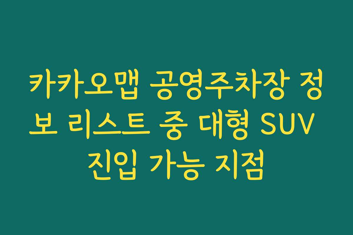 카카오맵 공영주차장 정보 리스트 중 대형 SUV 진입 가능 지점