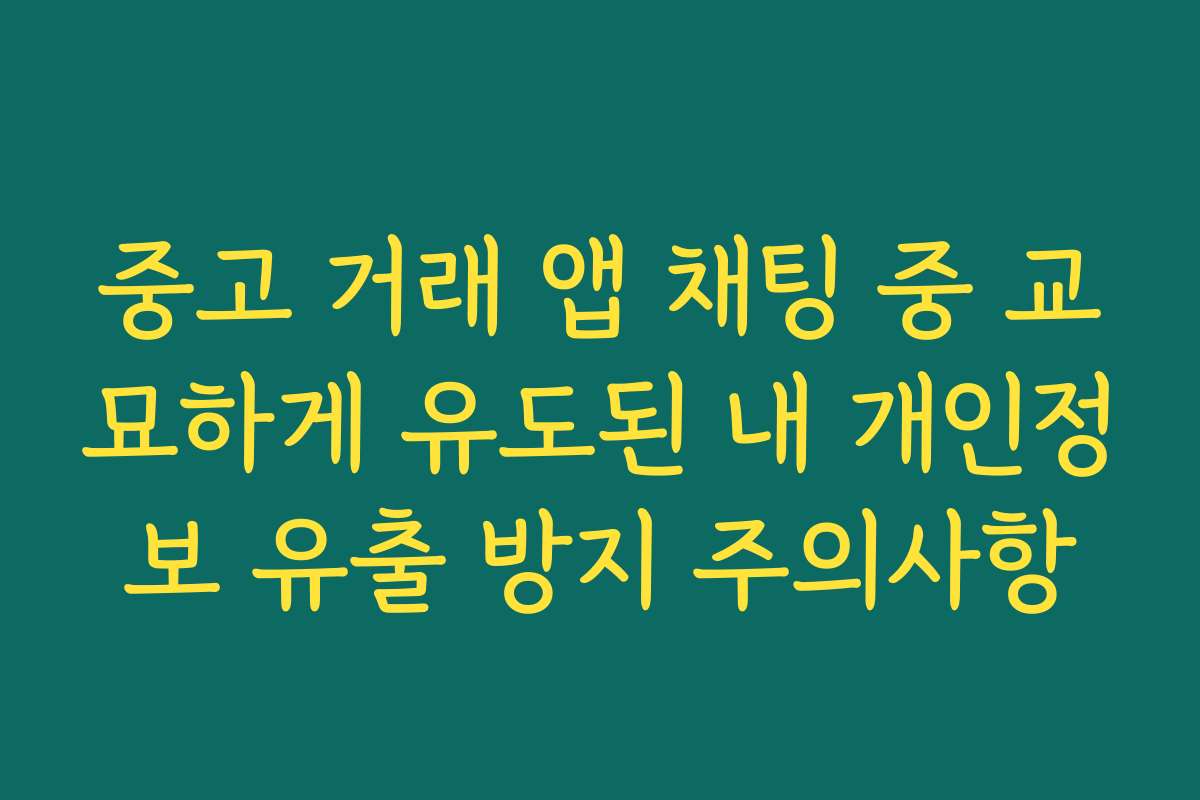 중고 거래 앱 채팅 중 교묘하게 유도된 내 개인정보 유출 방지 주의사항