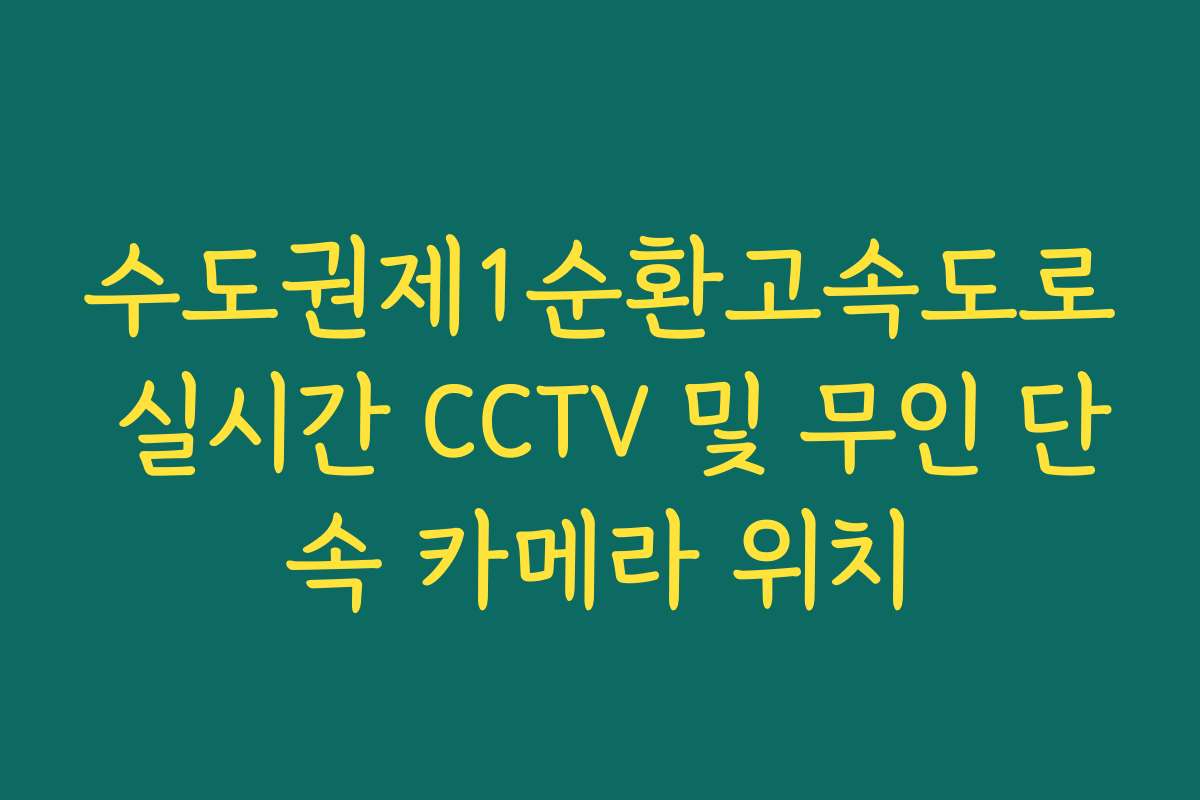 수도권제1순환고속도로 실시간 CCTV 및 무인 단속 카메라 위치 수도권제1순환고속도로 실시간 CCTV 및 무인 단속 카메라 위치