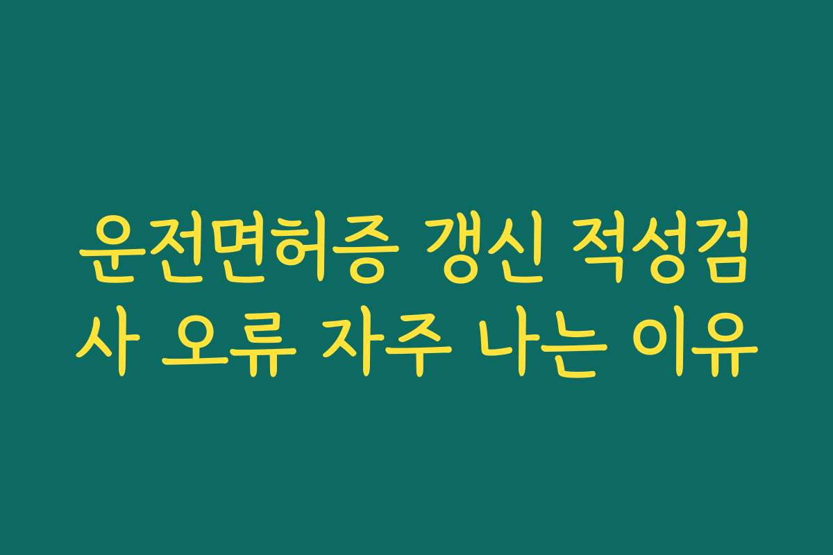 운전면허증 갱신 적성검사 오류 자주 나는 이유