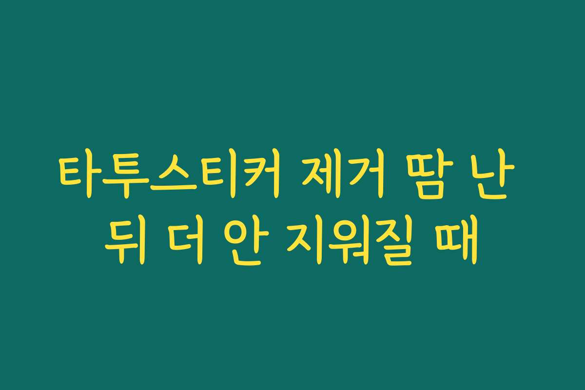 타투스티커 제거 땀 난 뒤 더 안 지워질 때