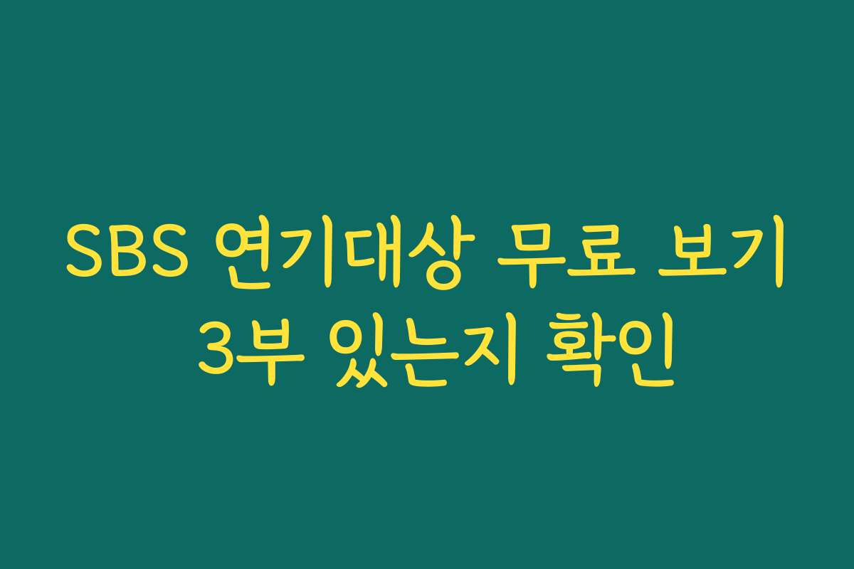 SBS 연기대상 무료 보기 3부 있는지 확인