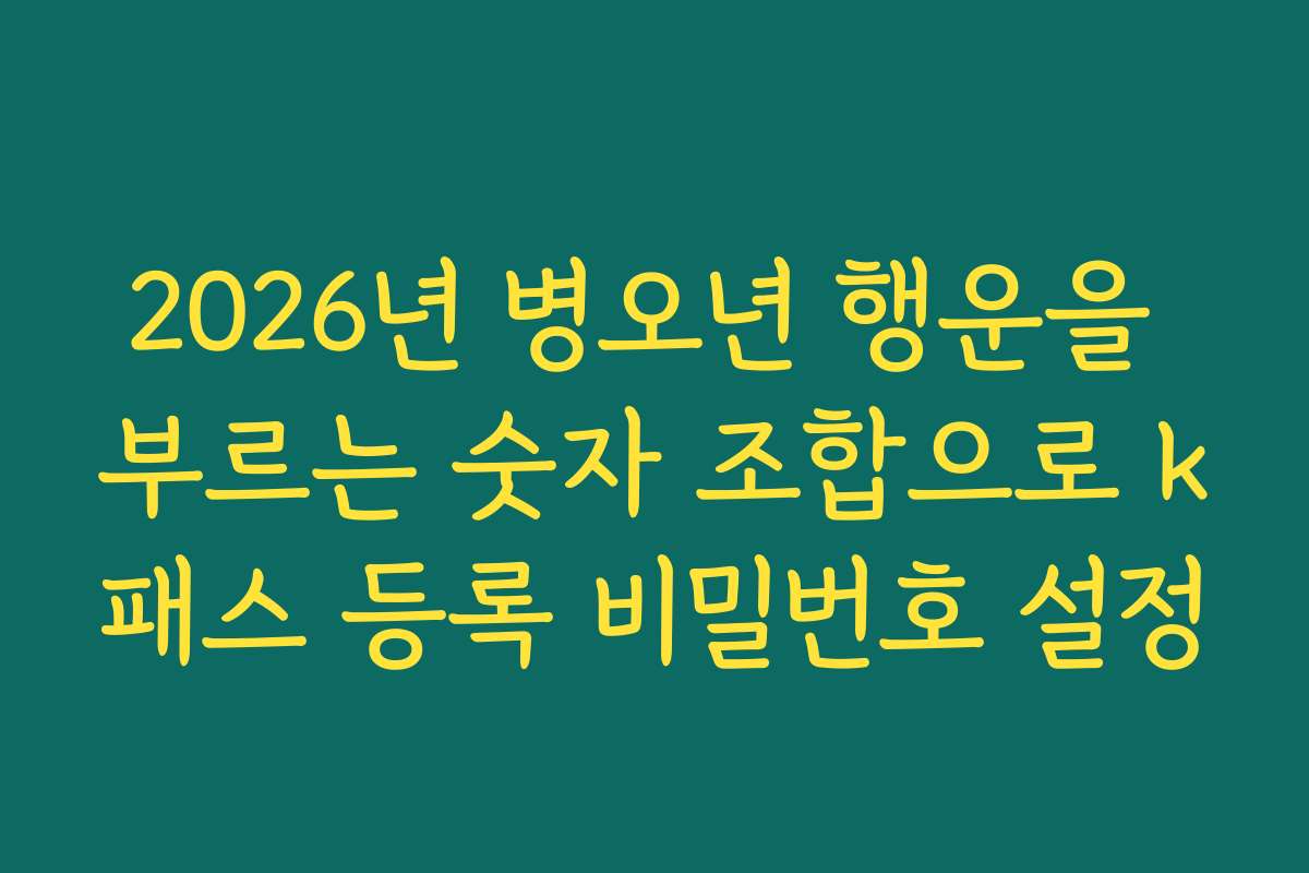 2026년 병오년 행운을 부르는 숫자 조합으로 k패스 등록 비밀번호 설정