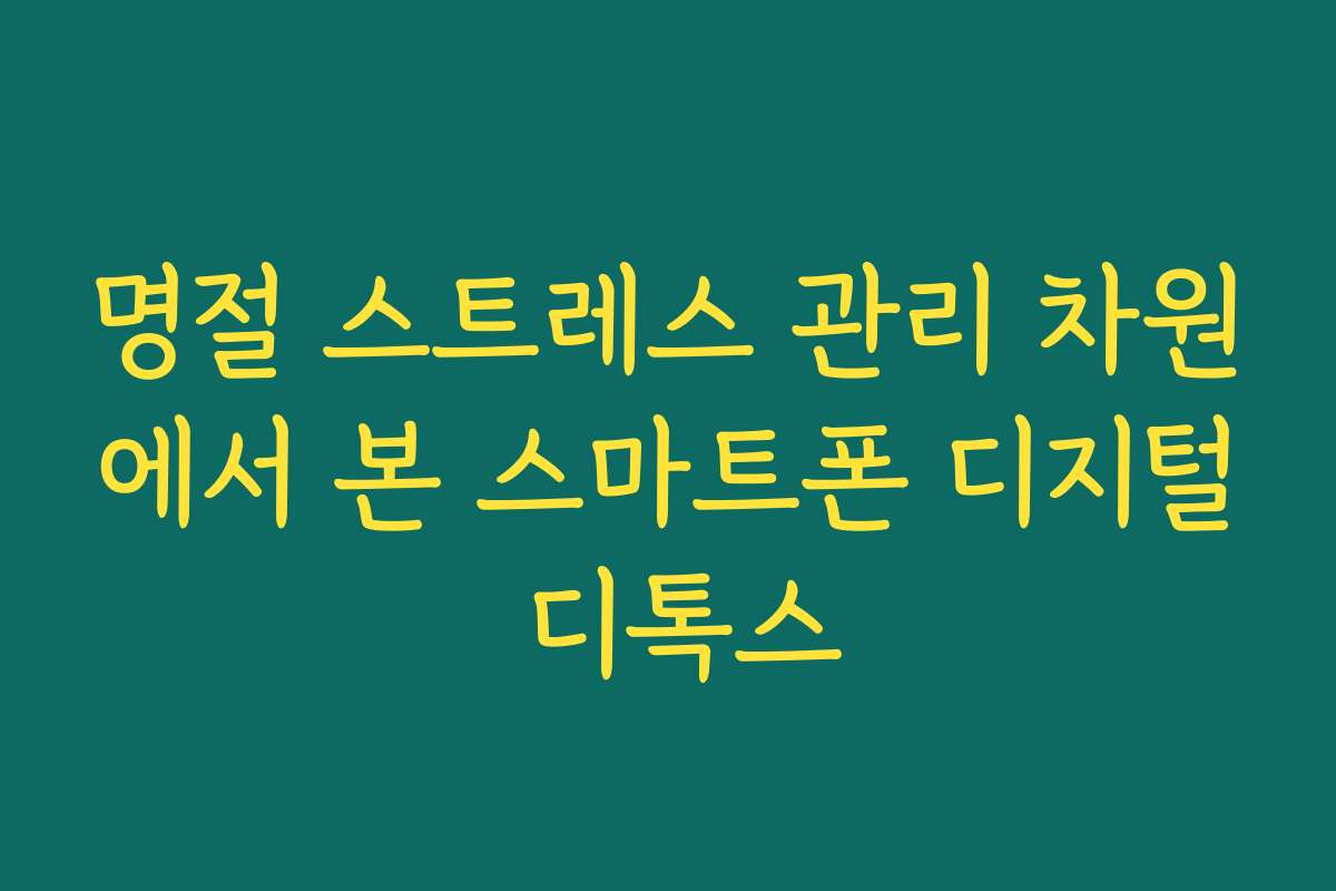 명절 스트레스 관리 차원에서 본 스마트폰 디지털 디톡스
