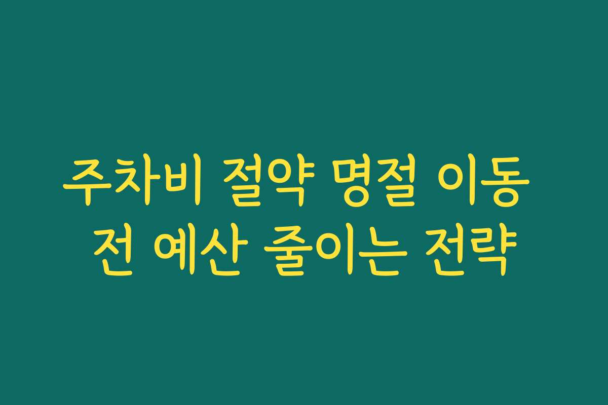 주차비 절약 명절 이동 전 예산 줄이는 전략