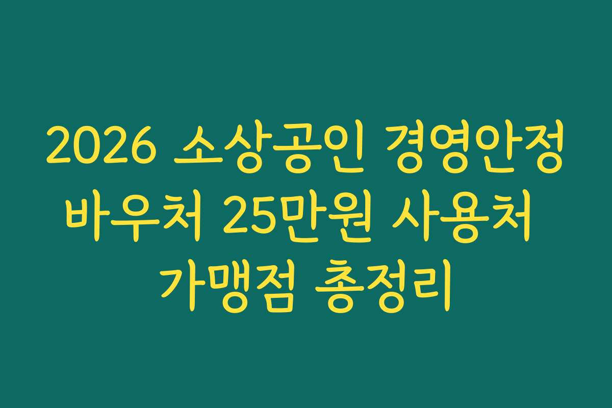 2026 소상공인 경영안정바우처 25만원 사용처 가맹점 총정리 2026 소상공인 경영안정바우처 25만원 사용처 가맹점 총정리