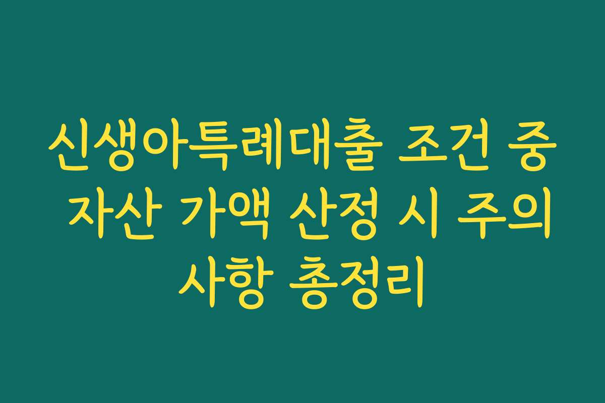 신생아특례대출 조건 중 자산 가액 산정 시 주의사항 총정리 신생아특례대출 조건 중 자산 가액 산정 시 주의사항 총정리