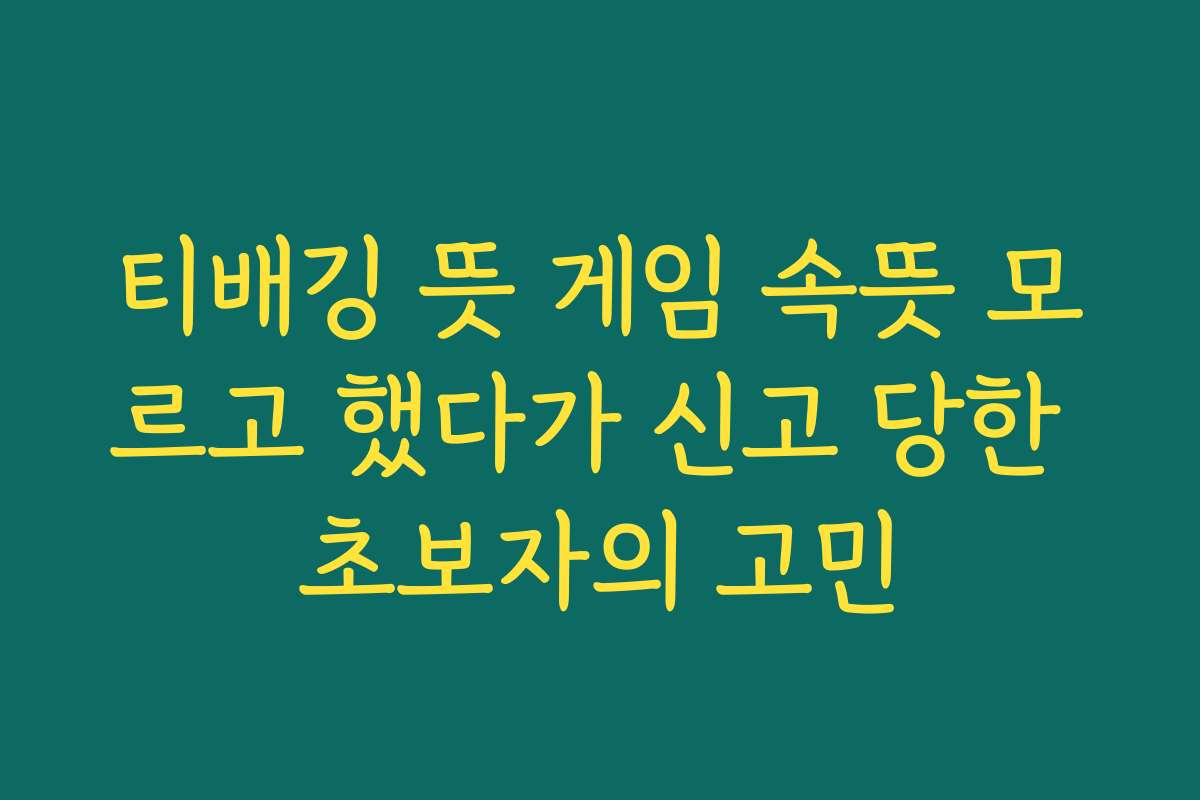 티배깅 뜻 게임 속뜻 모르고 했다가 신고 당한 초보자의 고민