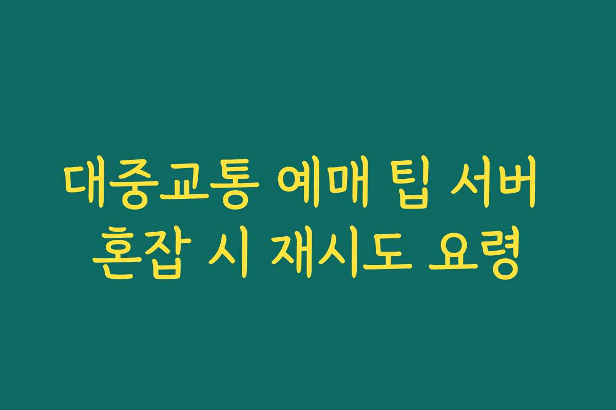 대중교통 예매 팁 서버 혼잡 시 재시도 요령