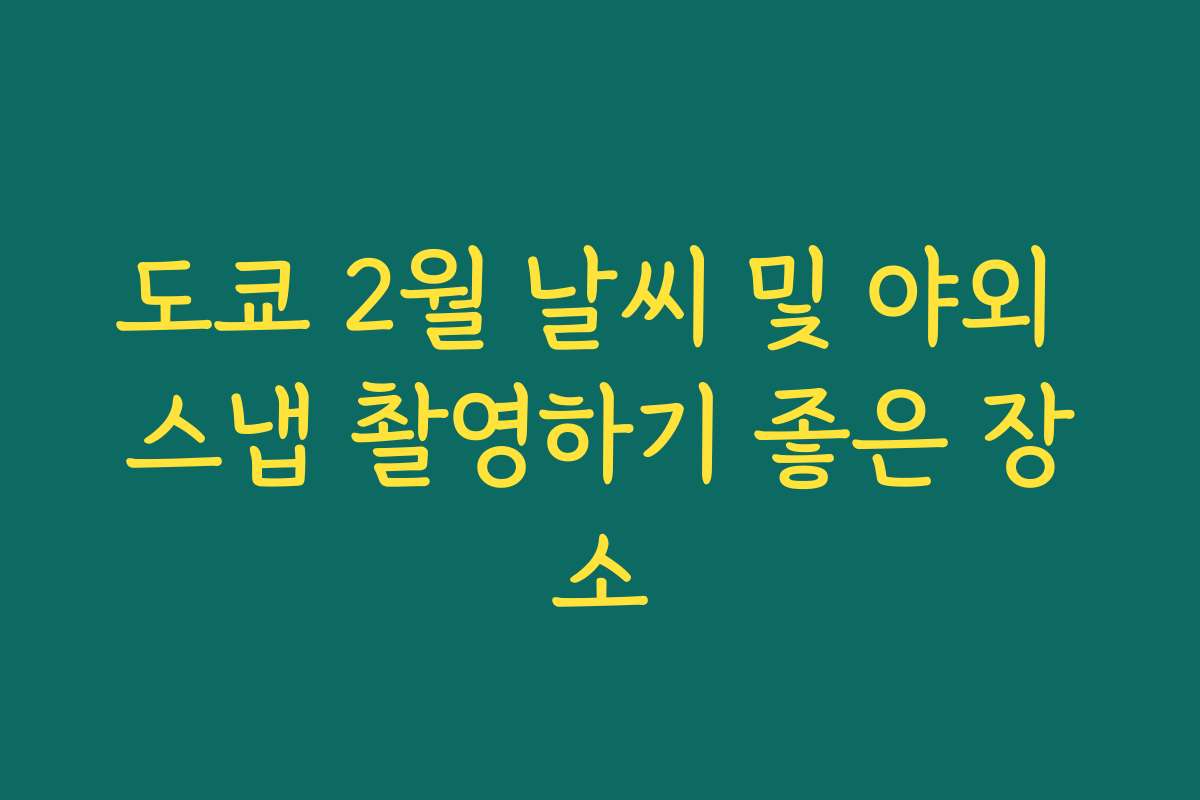 도쿄 2월 날씨 및 야외 스냅 촬영하기 좋은 장소