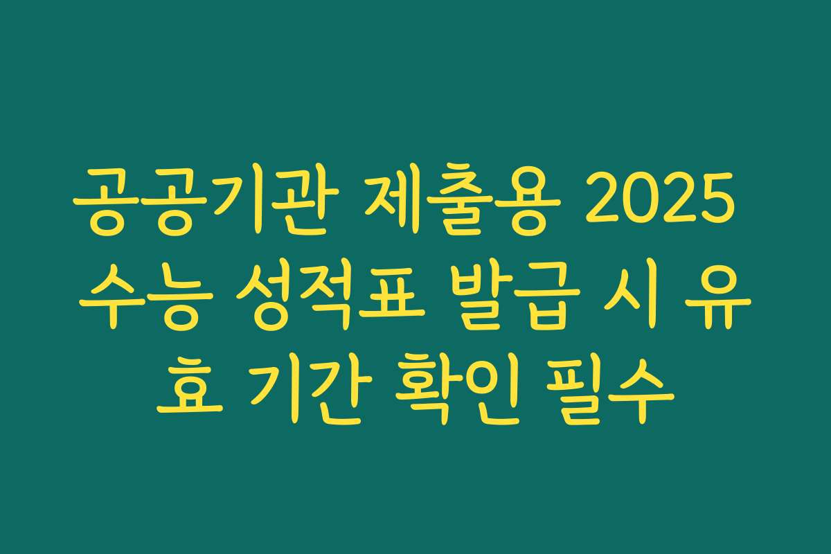 공공기관 제출용 2025 수능 성적표 발급 시 유효 기간 확인 필수