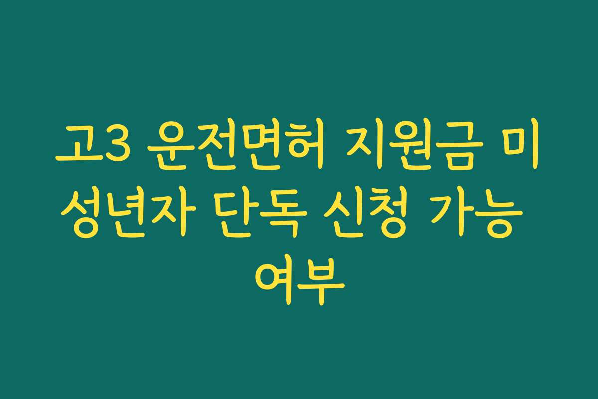 고3 운전면허 지원금 미성년자 단독 신청 가능 여부