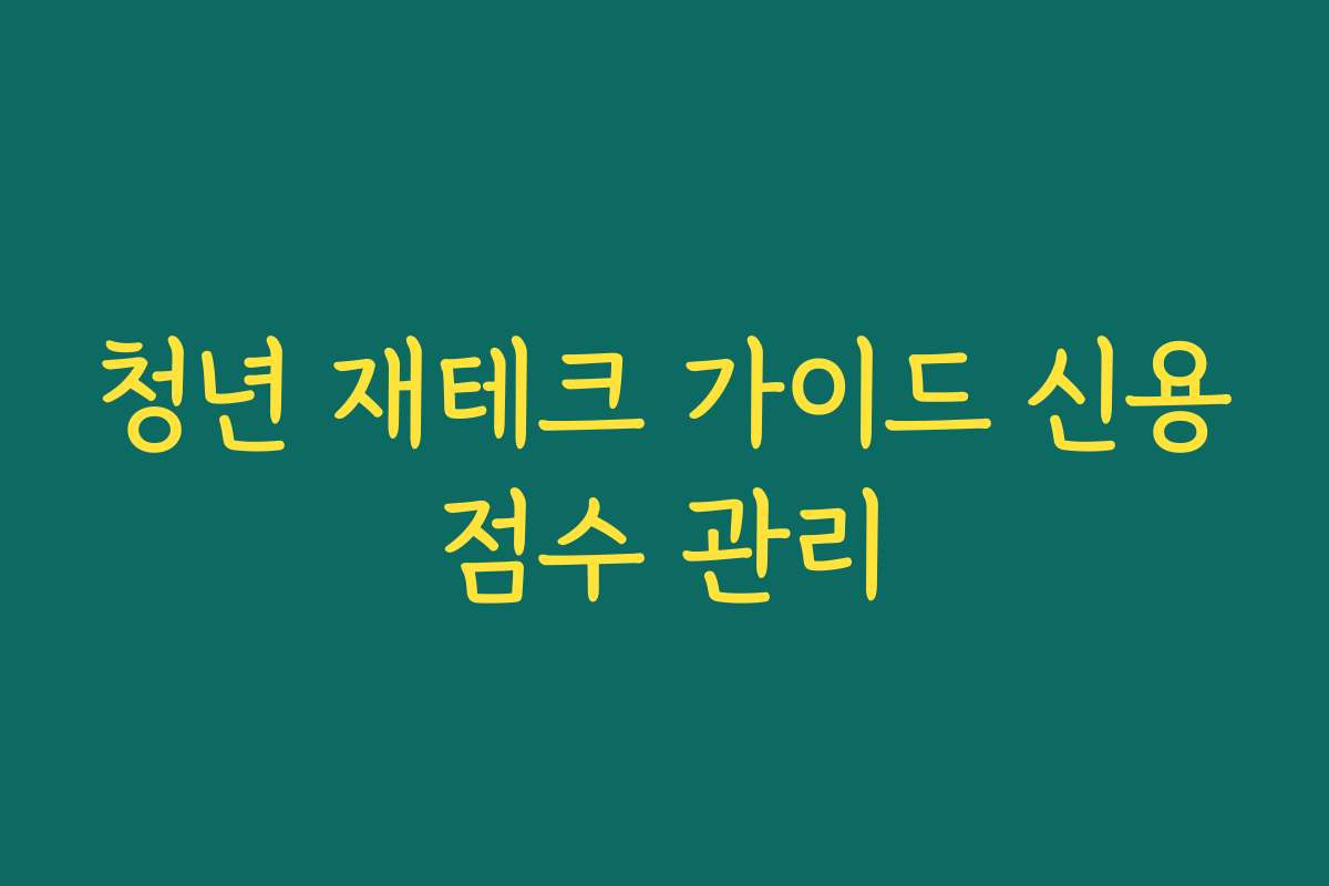 청년 재테크 가이드 신용점수 관리