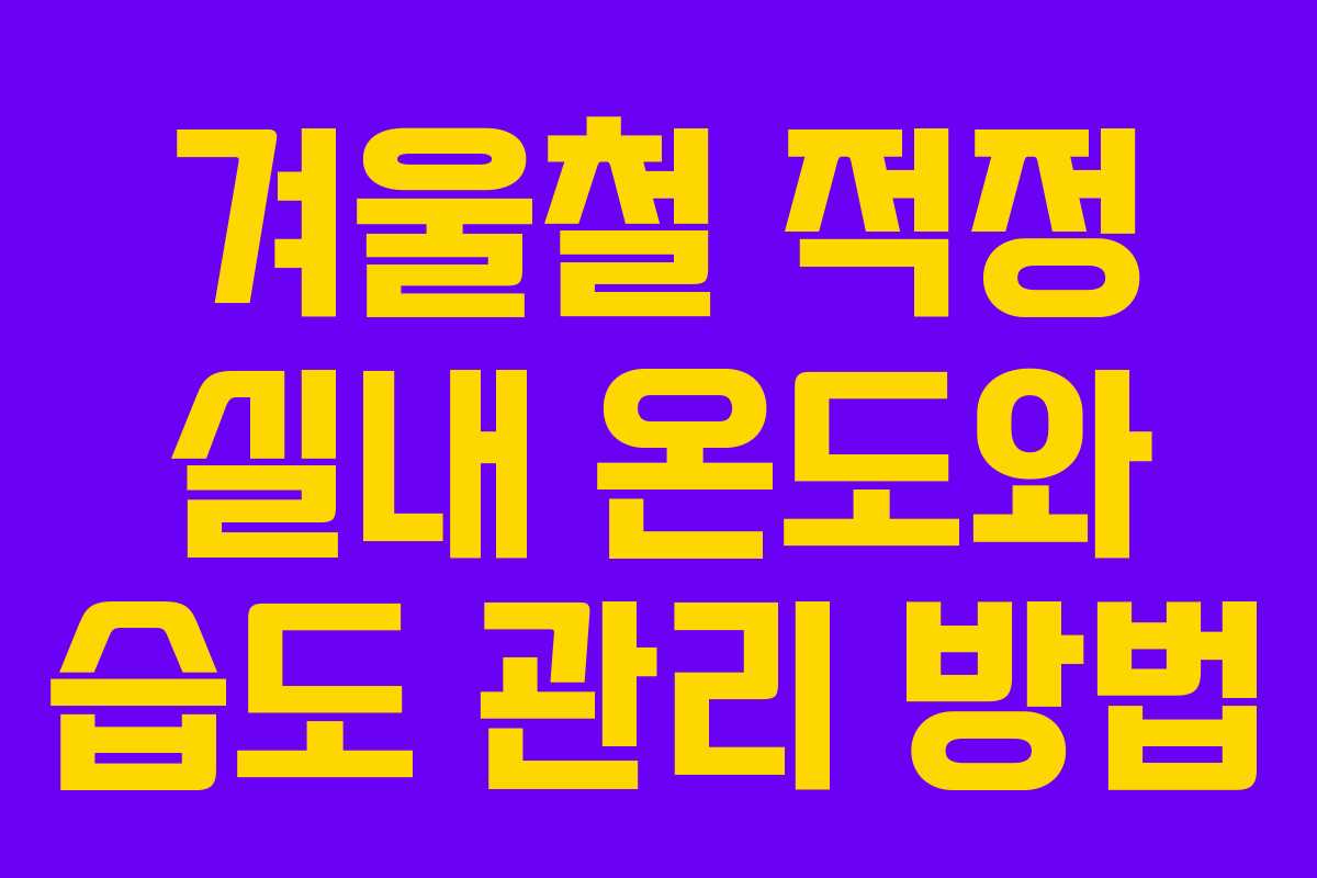 겨울철 적정 실내 온도와 습도 관리 방법