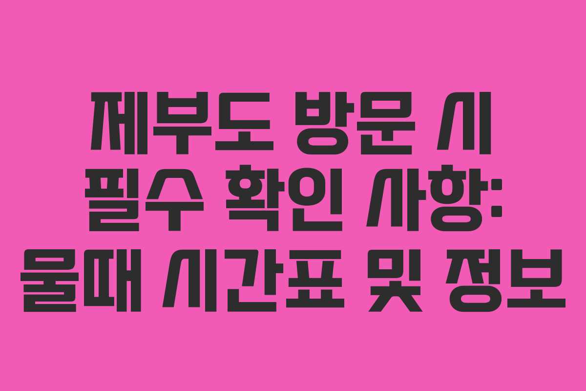 제부도 방문 시 필수 확인 사항: 물때 시간표 및 정보