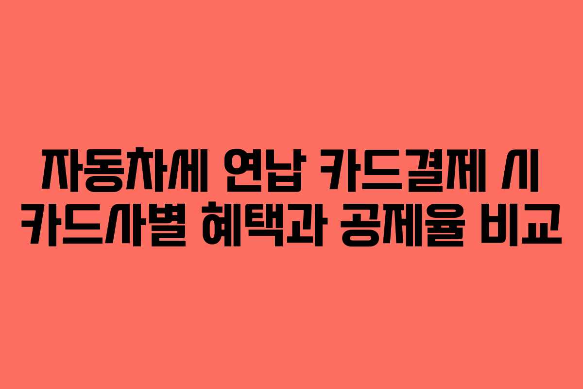 자동차세 연납 카드결제 시 카드사별 혜택과 공제율 비교