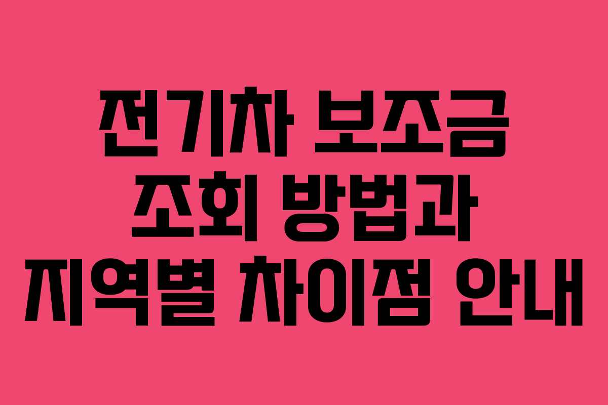 전기차 보조금 조회 방법과 지역별 차이점 안내