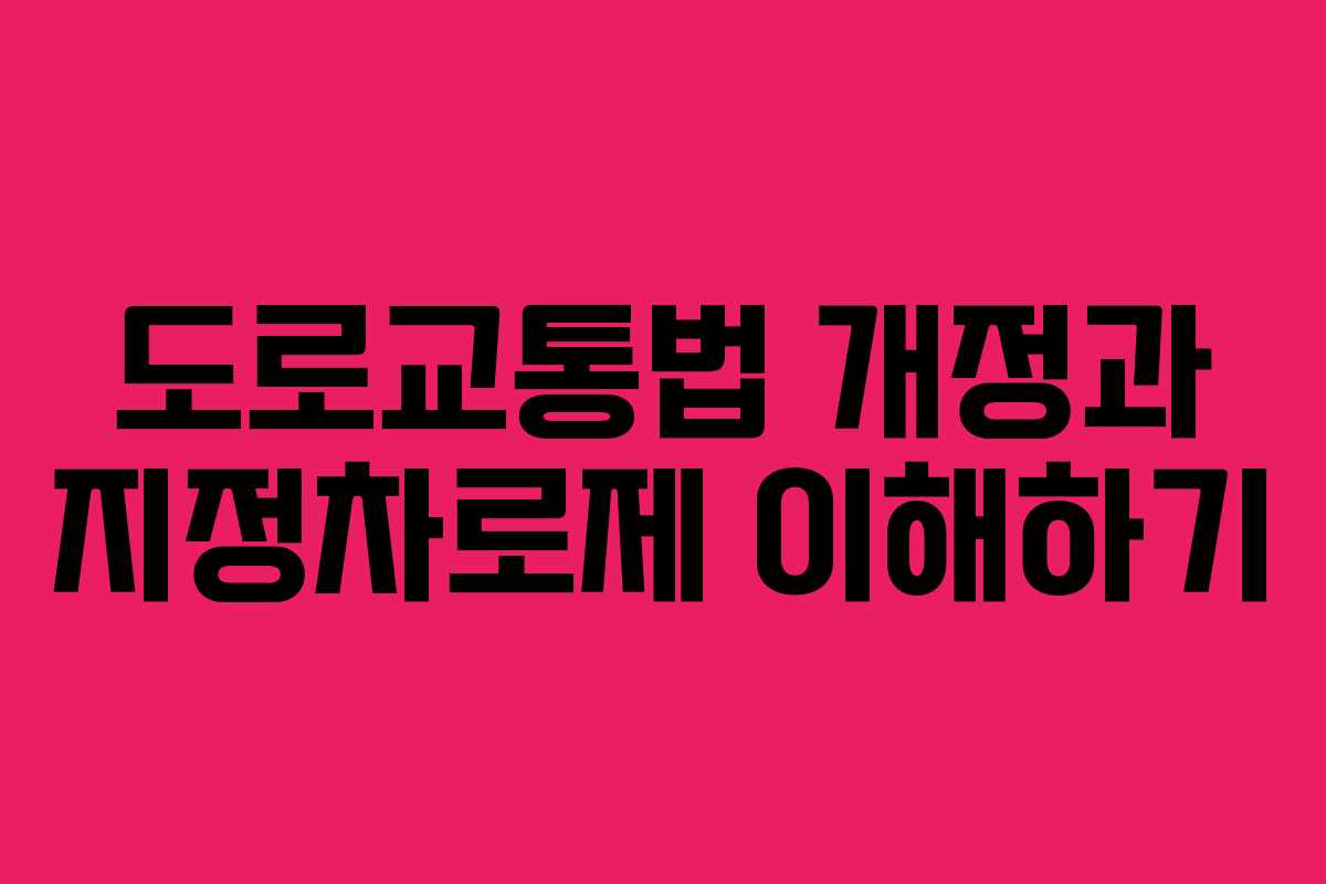 도로교통법 개정과 지정차로제 이해하기