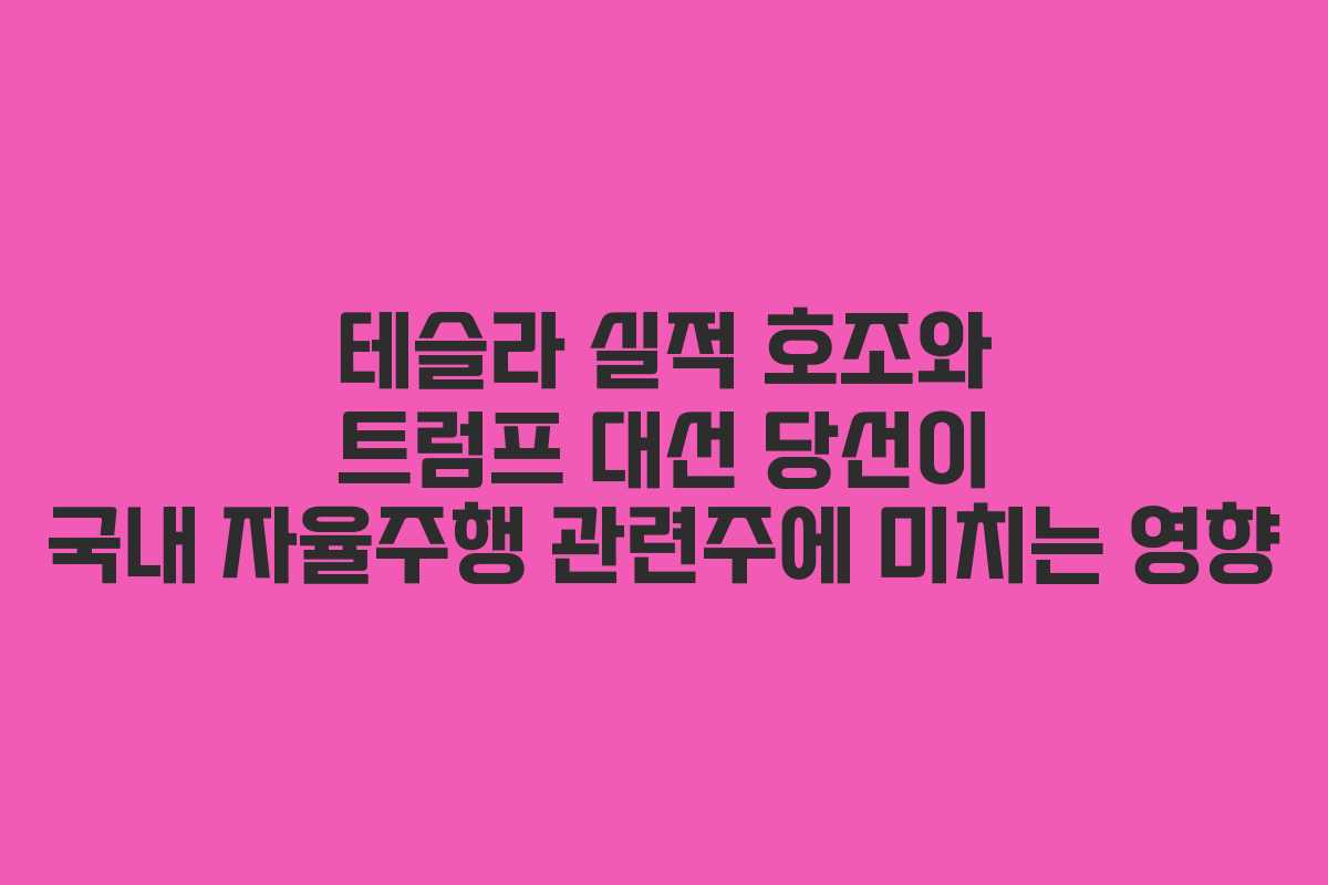 테슬라 실적 호조와 트럼프 대선 당선이 국내 자율주행 관련주에 미치는 영향