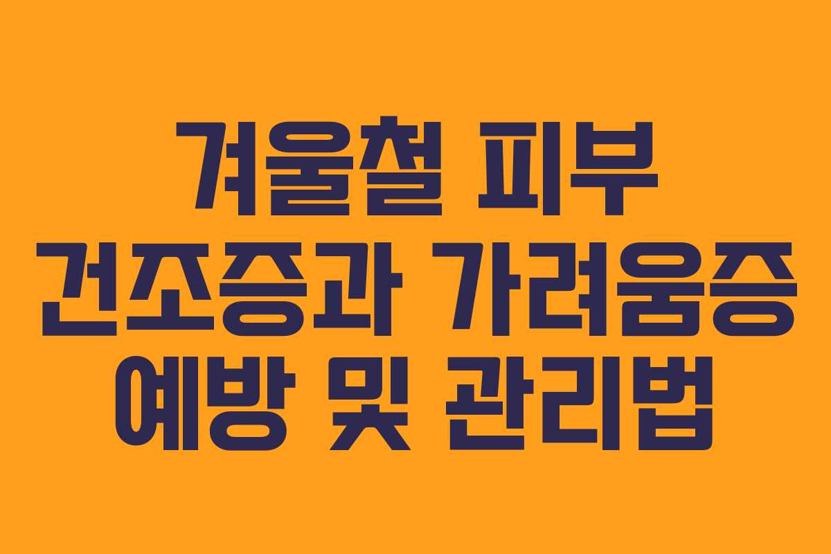 겨울철 피부 건조증과 가려움증 예방 및 관리법