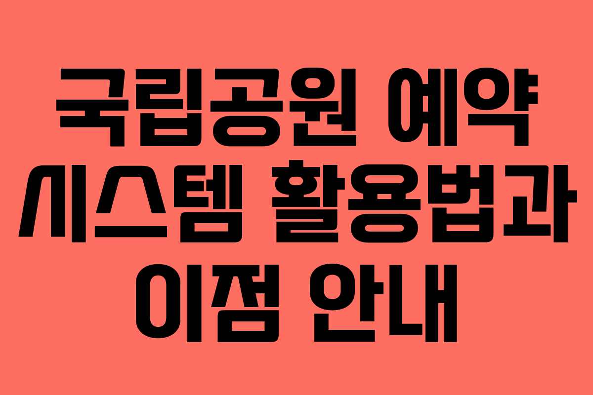 국립공원 예약 시스템 활용법과 이점 안내