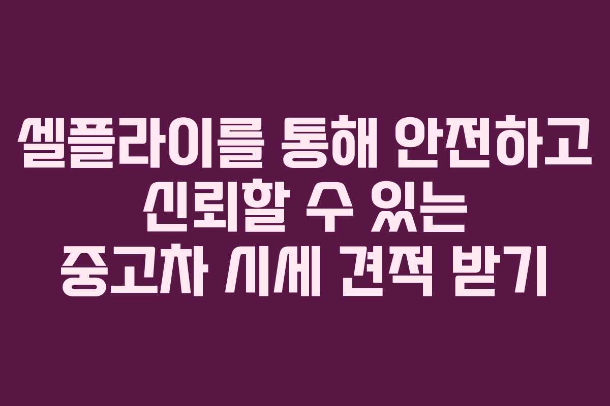 셀플라이를 통해 안전하고 신뢰할 수 있는 중고차 시세 견적 받기