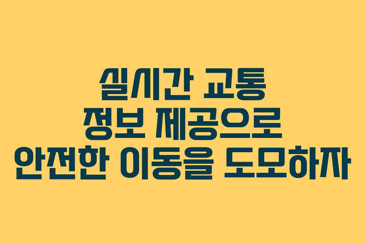 실시간 교통 정보 제공으로 안전한 이동을 도모하자
