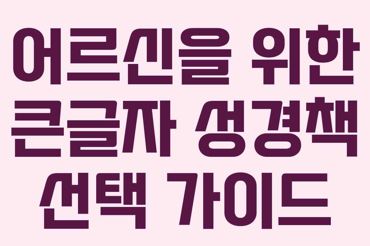 어르신을 위한 큰글자 성경책 선택 가이드