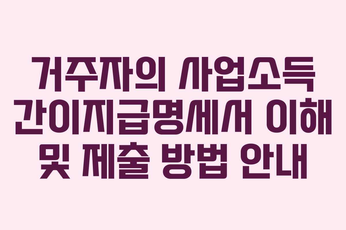 거주자의 사업소득 간이지급명세서 이해 및 제출 방법 안내 거주자의 사업소득 간이지급명세서 이해 및 제출 방법 안내