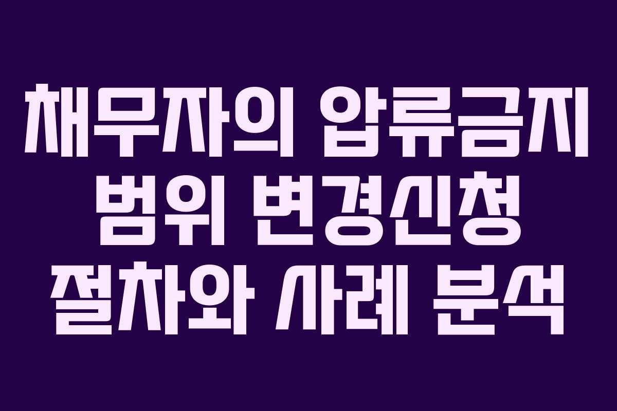 채무자의 압류금지 범위 변경신청 절차와 사례 분석 채무자의 압류금지 범위 변경신청 절차와 사례 분석