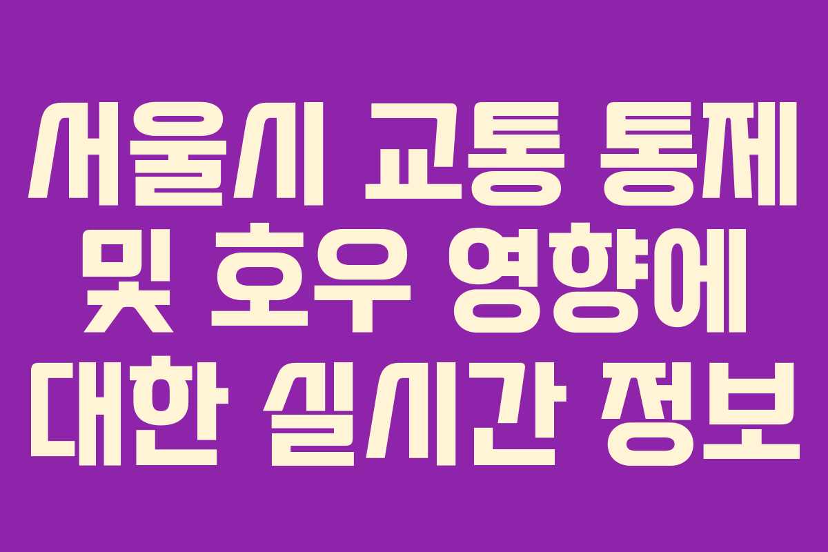 서울시 교통 통제 및 호우 영향에 대한 실시간 정보 서울시 교통 통제 및 호우 영향에 대한 실시간 정보