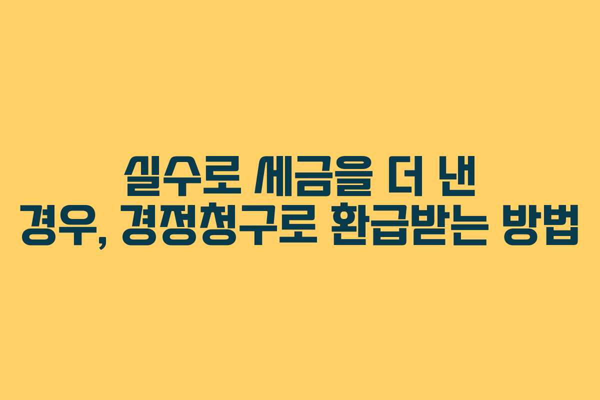 실수로 세금을 더 낸 경우, 경정청구로 환급받는 방법