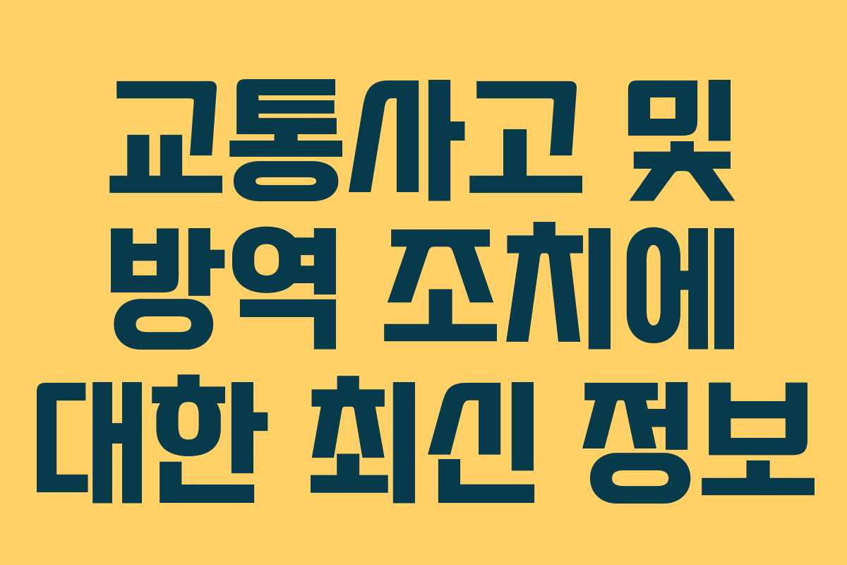 교통사고 및 방역 조치에 대한 최신 정보 교통사고 및 방역 조치에 대한 최신 정보