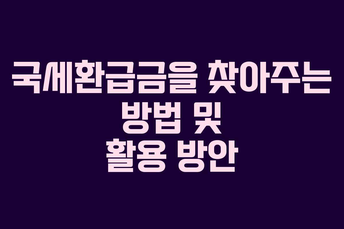 국세환급금을 찾아주는 방법 및 활용 방안