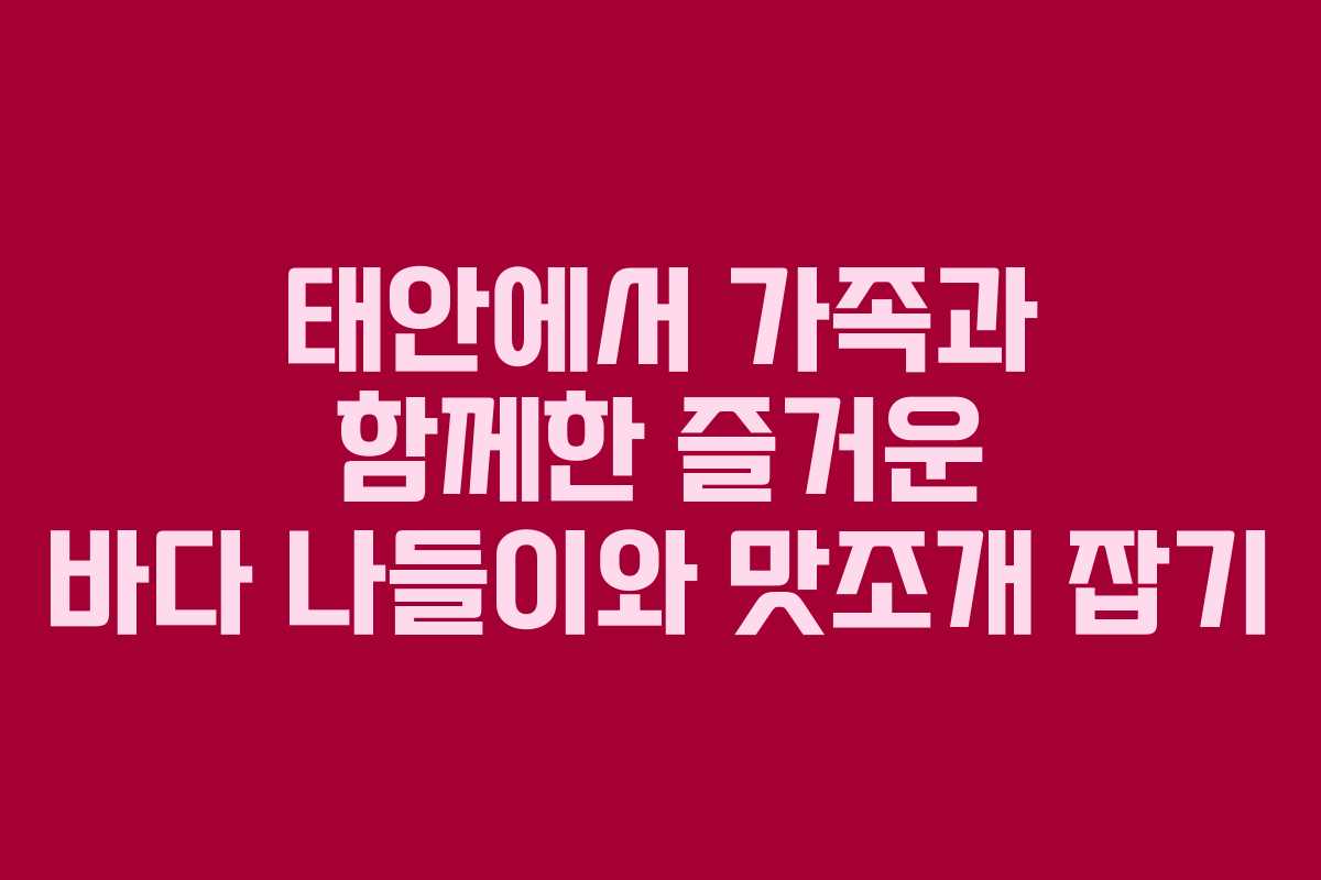 태안에서 가족과 함께한 즐거운 바다 나들이와 맛조개 잡기