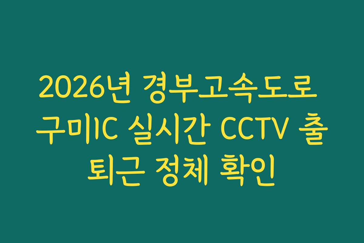 2026년 경부고속도로 구미IC 실시간 CCTV 출퇴근 정체 확인