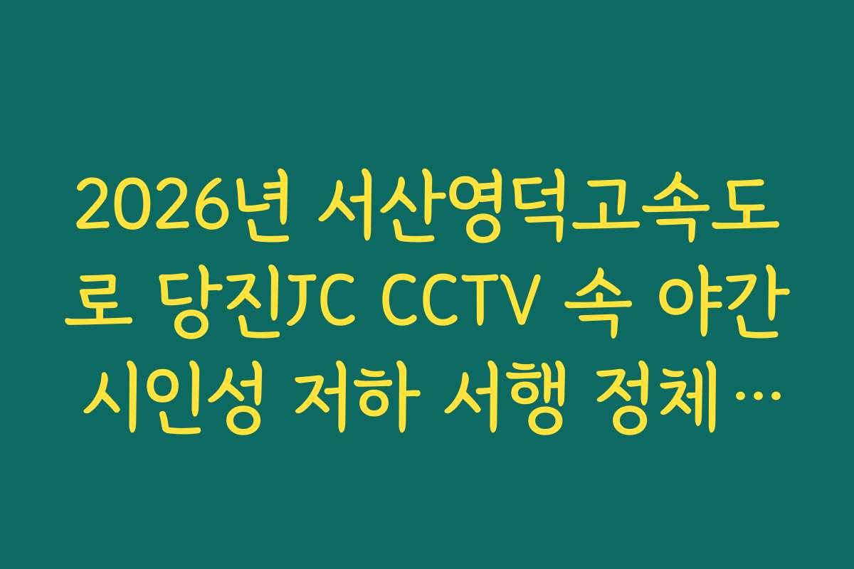 2026년 서산영덕고속도로 당진JC CCTV 속 야간 시인성 저하 서행 정체 실시간 CCTV